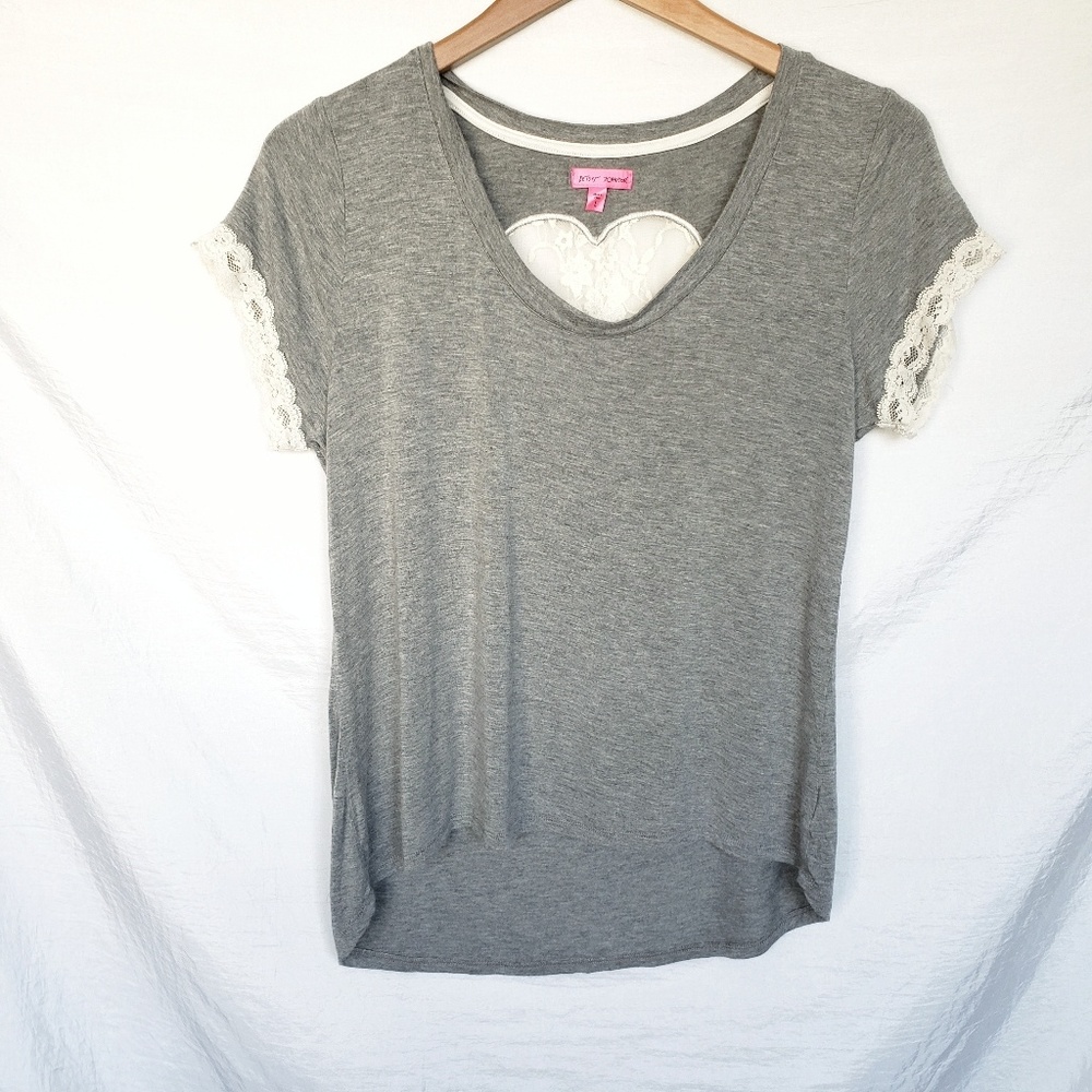 Betsey Johnson Lace Heart Cutout Swing Tee